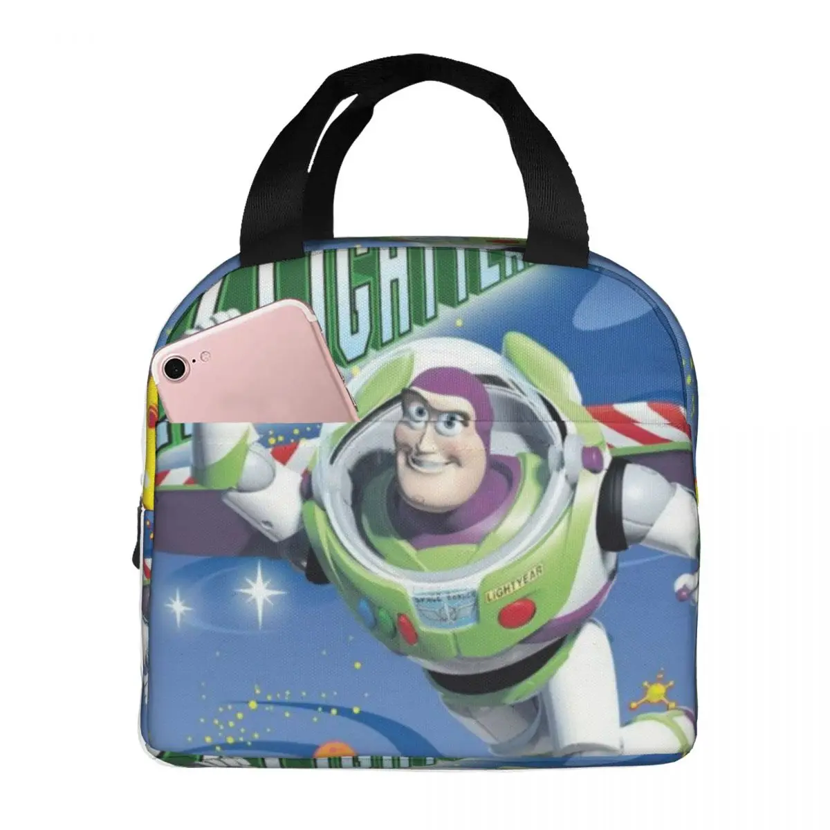 Beverage Lunch Box Bag Buzz Lightyear Zipper Closure Disney Toy Story Buzz Lightyear Children's School Food Pouch Teenager