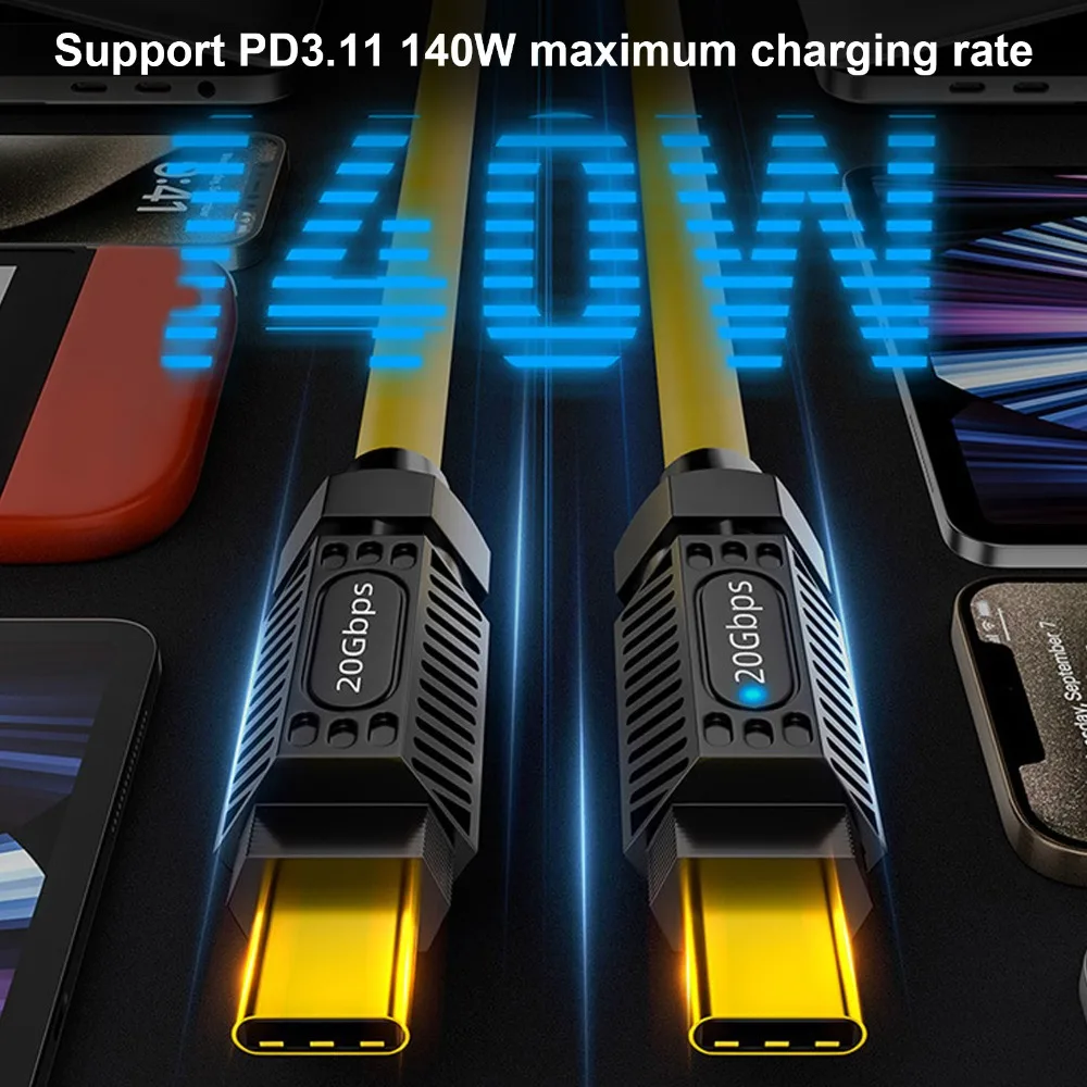 PD3.1 140W Fast Charging Type C Male to Type C Male Data Cable 20Gbps High Speed HD 8K 60Hz Multifunctional Splicing Data Cable