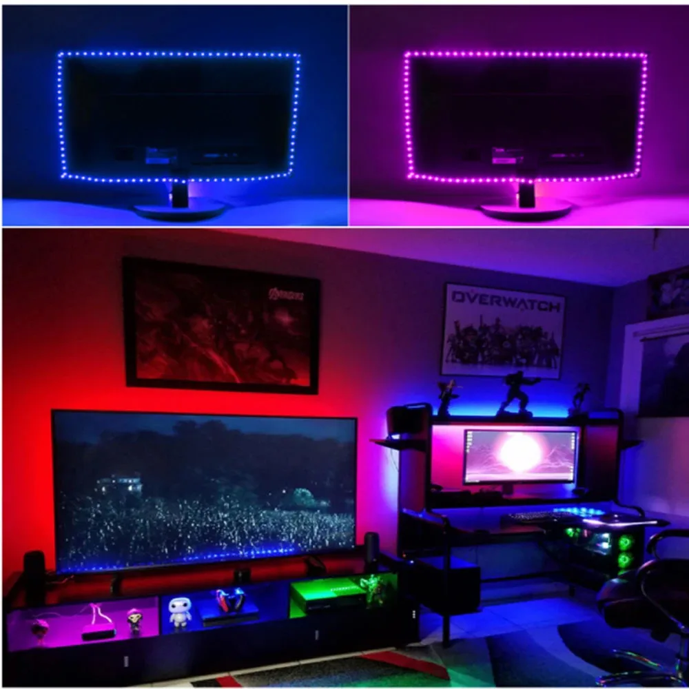 Taśma LED z 3 klawiszami RGB SMD5050 1M/30LED IP20 Nadaje się do dekoracji tła telewizora i oświetlenia otoczenia