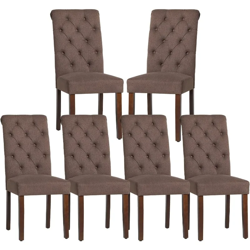 

Button Tufted Dining Chair, Upholstered Fabric Dining Chair Kitchen Chair with Wooden Legs and Upholstered Seat