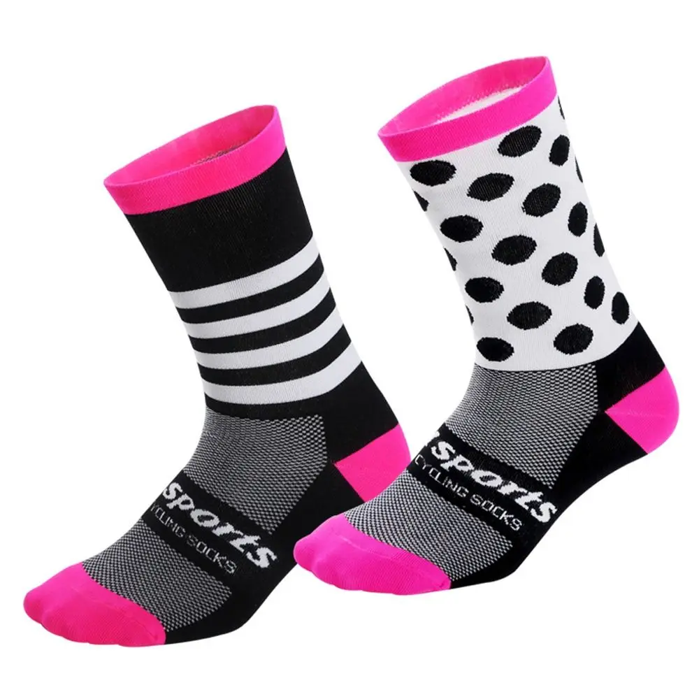 1 Pair Asymmetric Pattern Cycling Socks Sweat-absorbent Breathable Mid Tank Sports Socks Wear Resistant Anti Slip Sports Socks