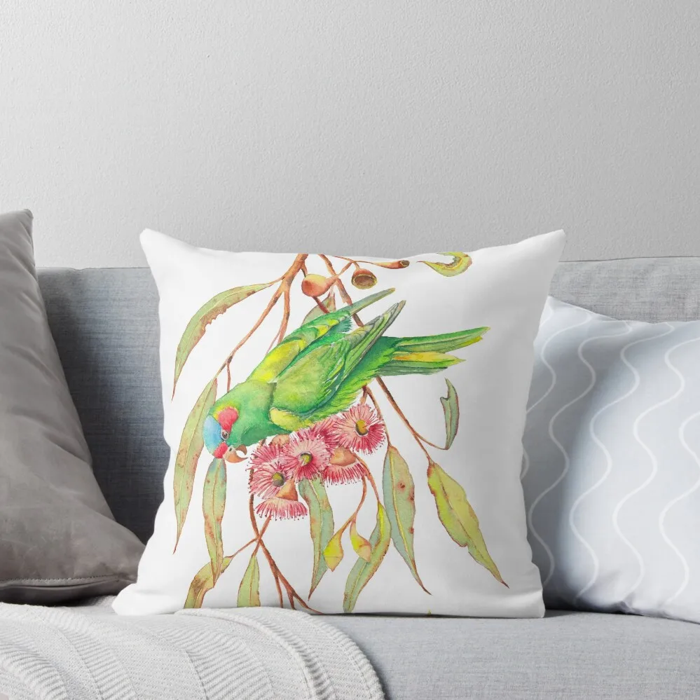 

Musk Lorikeet and eucalyptus branch watercolour painting Throw Pillow Covers For Sofas Cushion Child pillow