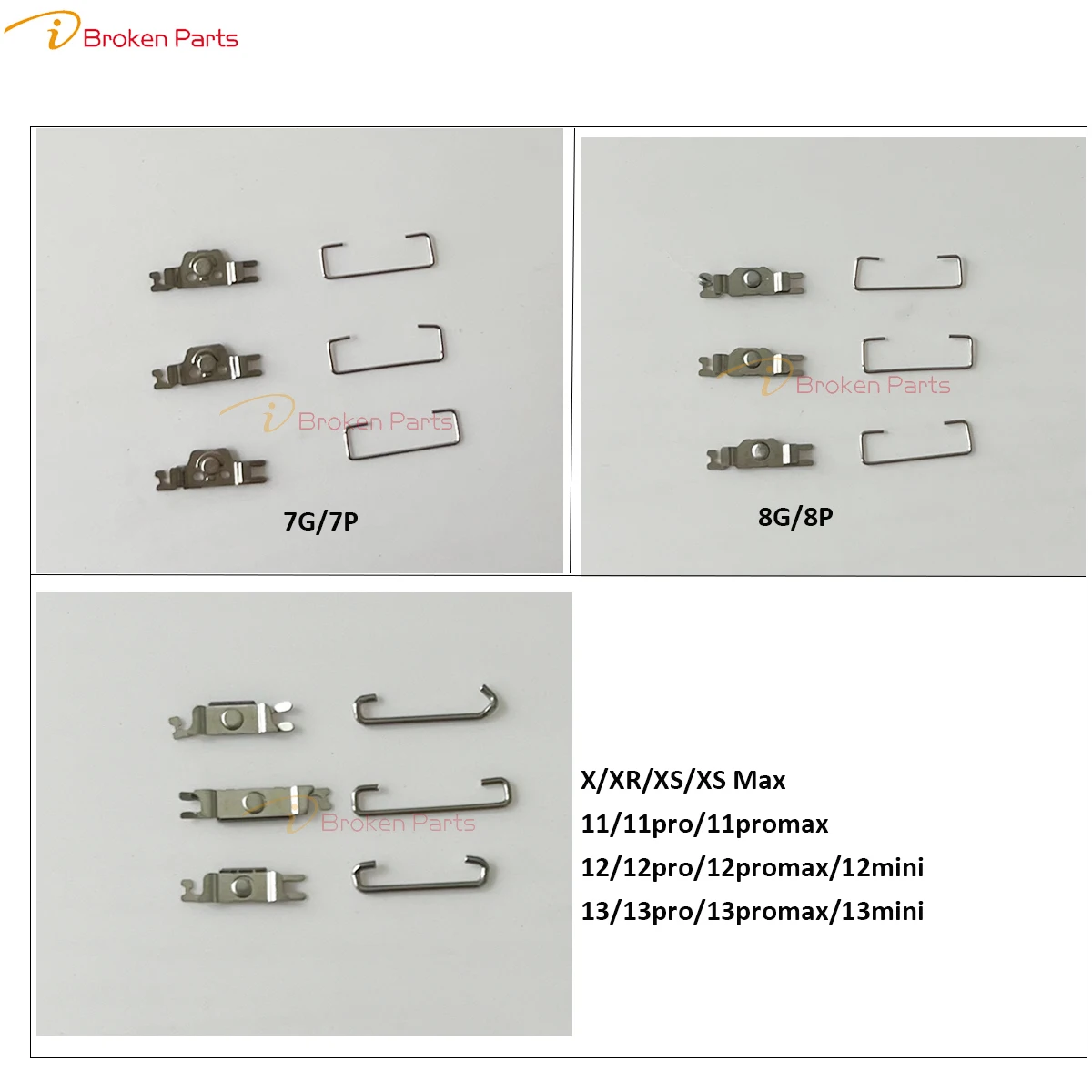 1 sets Power on/ off and volume Internal Badge holder buttons Replacement For iPhone 15 14 8 X XR XS 11 12 13 U Spring Hooks