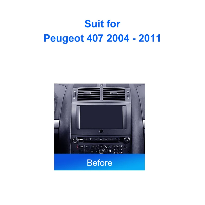 Peugeot 407、Android、2 Din、ステレオ取り付けベゼル、純正プレート、フレームキット、2004-2011用カーラジオ