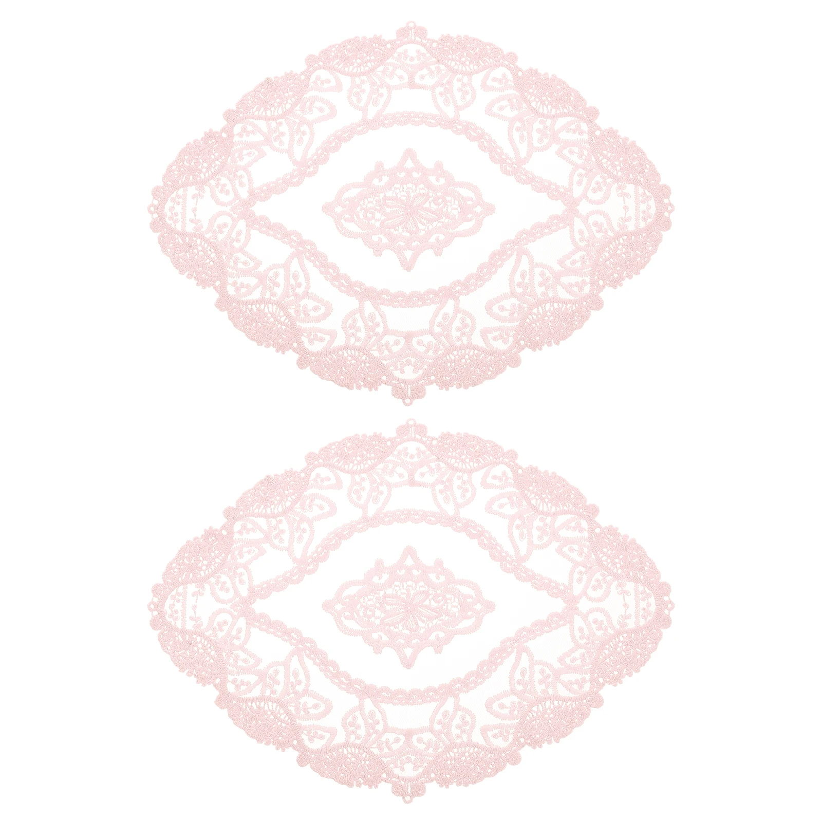 

2Pcs Retro Lace Placemats, French Crochet Doilies Oval Embroidered Hollow Cup Vase Table Mat for Dining Table Party 11x9inch