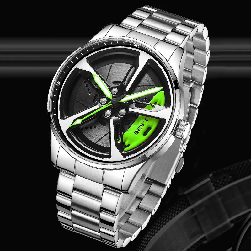 

LIGE уникальный дизайн кварцевые мужские часы с ремешком из нержавеющей стали мужские повседневные спортивные водонепроницаемые светящиеся часы с вращающимся колесом и циферблатом для мужчин