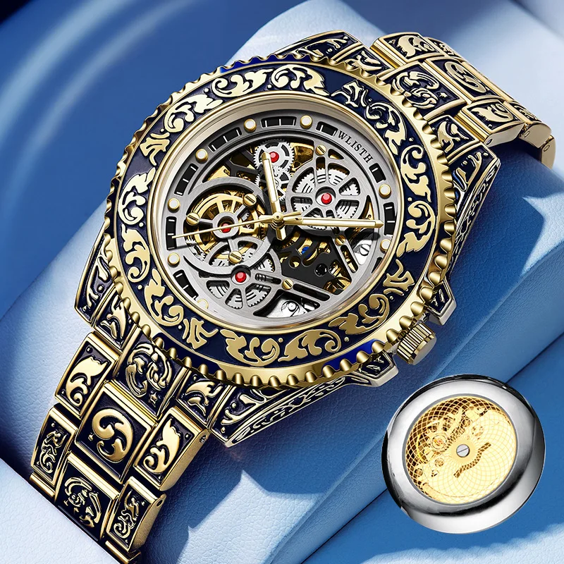 

WLISTH Men's Bestselling New Vintage Retro Watch - Luminous Automatic Mechanical Stainless Steel Wristwatch