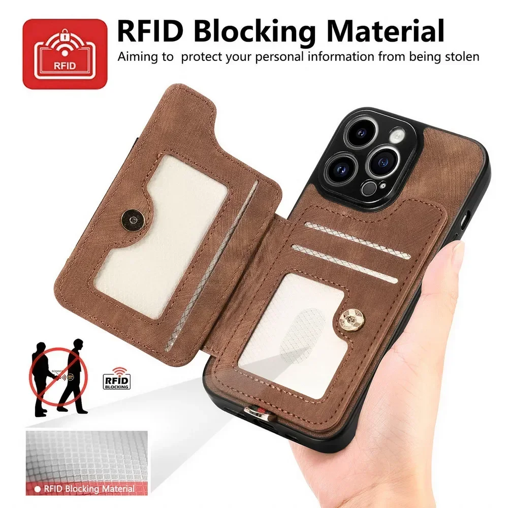 For Xiaomi Poco F6 Pro 5G 2024 RFID Block Leather Back Cover For Poco X6 M6 X4 M4 M3 X 3 X5 F5 Pro X3 NFC M5 M5S F3 F6 C65 Case