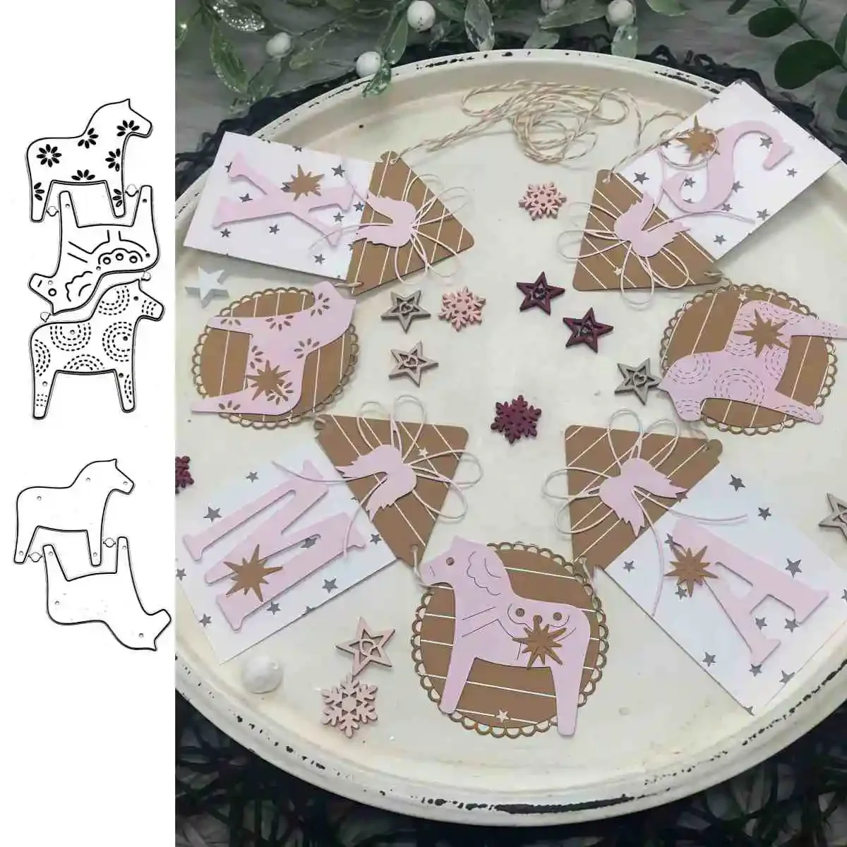 2025 New Arrival Christmas Dala Horses Metal Cutting Dies for Scrapbook Card Making Knife Mould Blade Punch Stencil Decoration