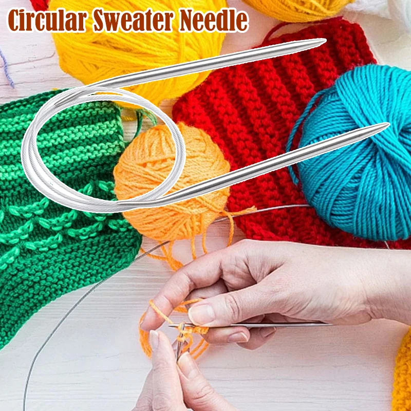 

8pcs Stainless Steel Knitting Needles Set 2-8mm Circular Knit Needles Magic Loop Double Pointed Design Versatile Weaving Tool