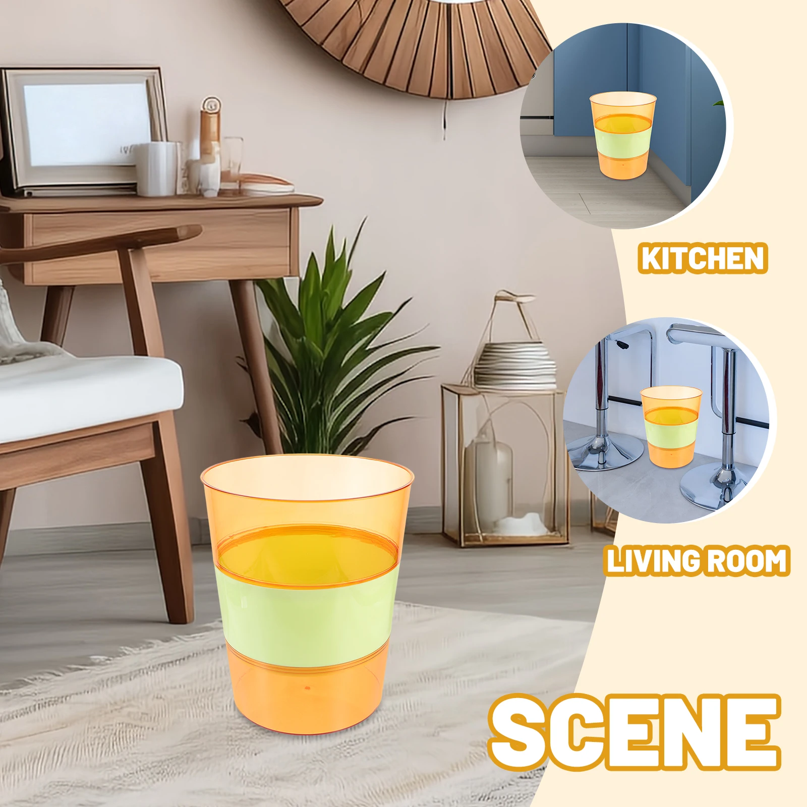 

Trash Bin Large Capacity Wastebasket Garbage Can for Bathroom Kitchen Cans Office