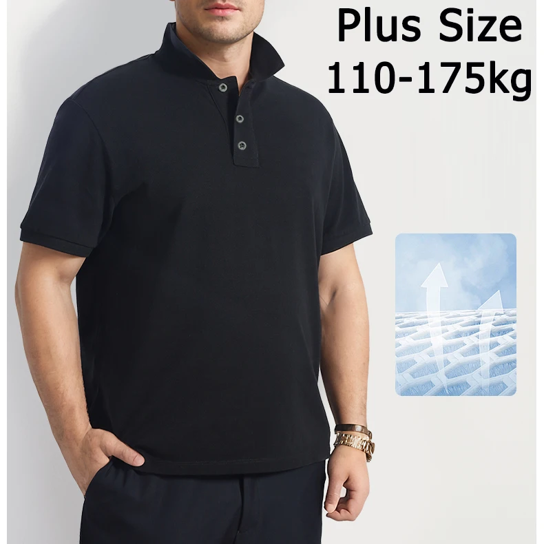 

Размера плюс рубашка-поло для мужчин 5XL/6XL/7XL 110-175 кг, футболка-поло с коротким рукавом, свободные топы большого размера, Мужская одежда, мужские рубашки