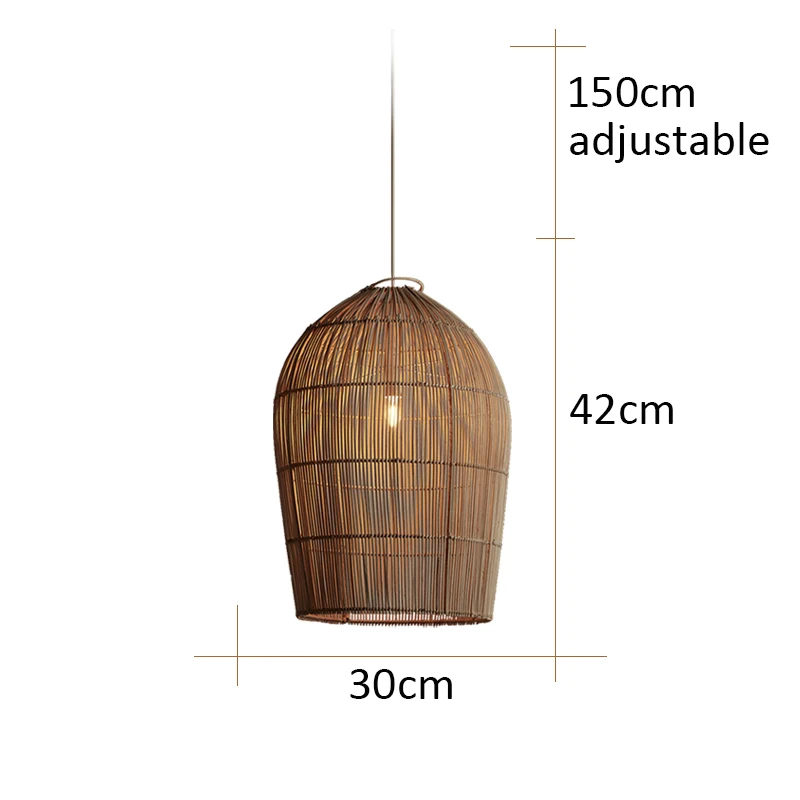 Minimalisme Retro Rotan Handgemaakte kroonluchter Japanse rieten hanglamp voor woonkamer Restaurant Eettafel Hanglamp