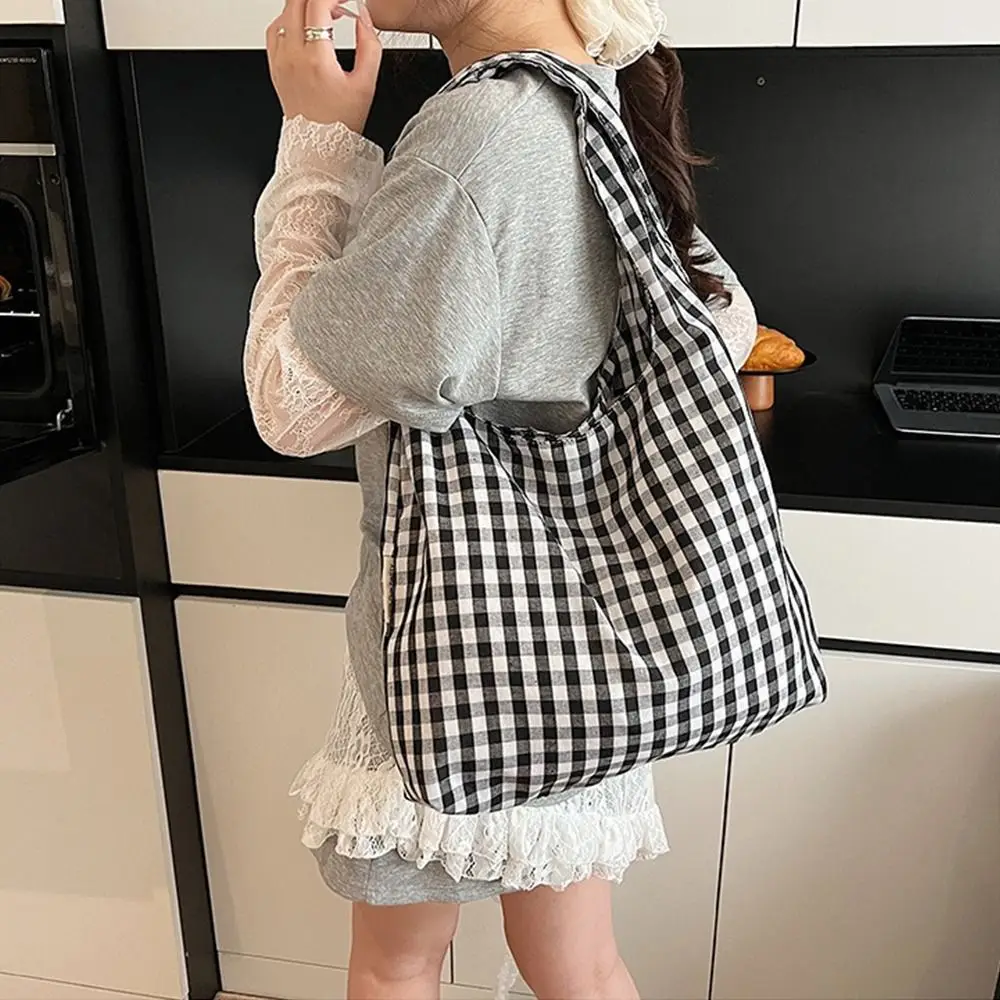

Sweet Vintage Plaid Underarm Bags Large Capacity Students Single Shoulder Bag Commute Lightweight Women's Handbag Female