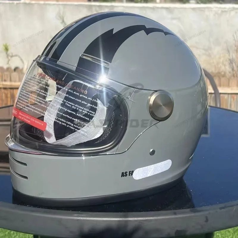 

ORZ Motorcycle Helmet Vintage Full Helmet 3C Certified Cruise Motorcycle Warm Helmet Hard Hat