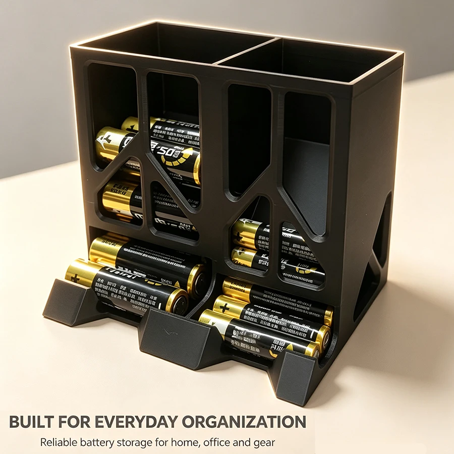 Desktop Drawer Battery Storage Box, Dual Compartment Aa/Aaa Battery Organizer, Compact Quick-Access Battery Storage Box, Small Battery Sorting Box, Suitable for Home and Office Desktops