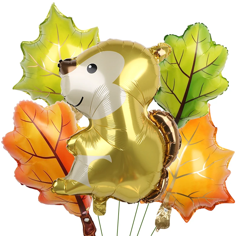 Fox Hedgehog Raccoon Squirrel Animal Foil Balloons Birthday Woodland Forest Theme Party Decor Baby Shower Birthday Party Decors