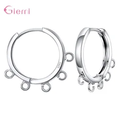 Three Holes Round Earrings Hooks 925 Sterling Silver DIY Jewelry Accessories Handmade Making Components Earrings 17mm