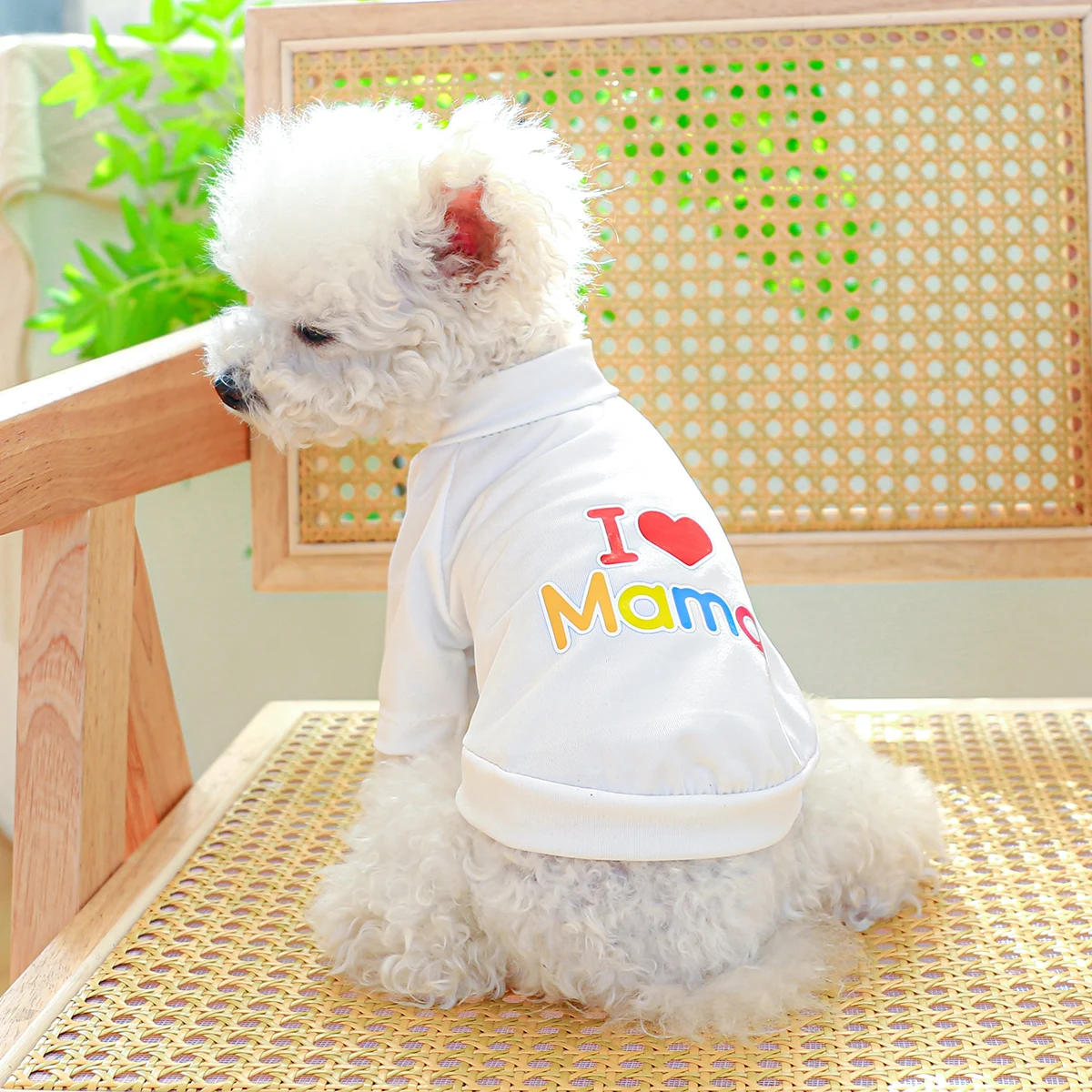 1PC Pet Clothing Dog Spring/Summer Breathable White Black I Love Mom Pullover Comfortable T-shirt For Small Medium Dogs