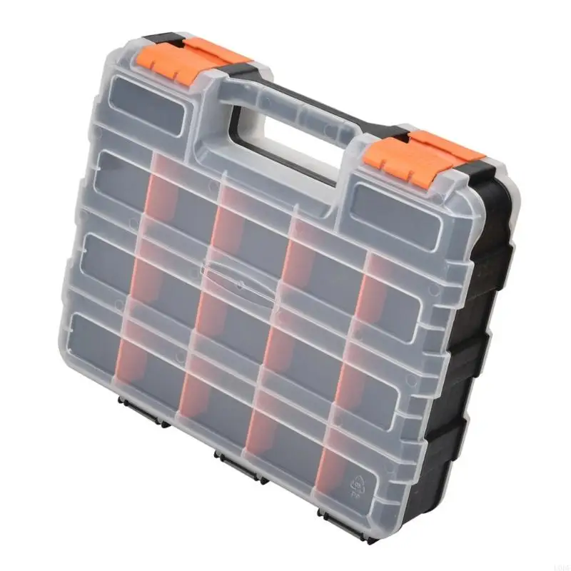 Plastic Screw Box with Removable Divider Tool Part Container Bin Double Side Tools Box for Screws & Small Part