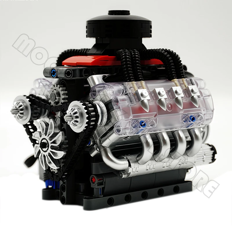 MOULD KING High-Tech Racing Car LSX454 V8 Engine Model 10171 Educational Dynamic Building Block Brick Children MOC Toys Gifts