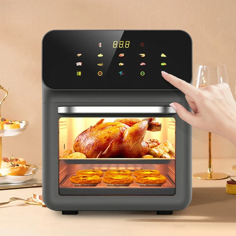 

Home Decor 10L Large Capacity Oil-free Air Fryer 360° Convection Baking Automatic Electric Deep Fryer for Household Kitchen