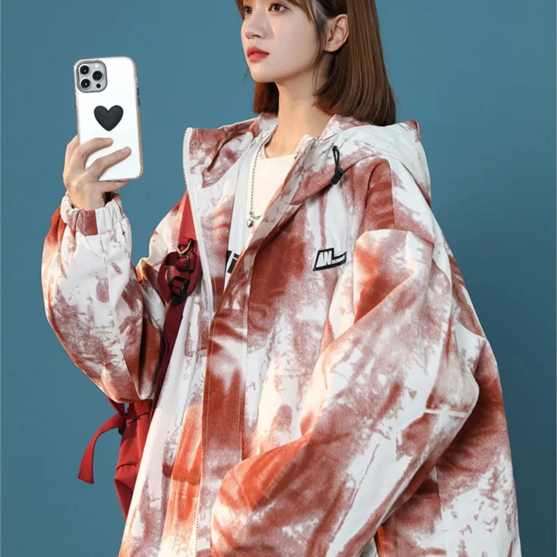 

Hooded Men's and Women's Ink Tie-Dye Gradient High Street All-Match Loose Teen