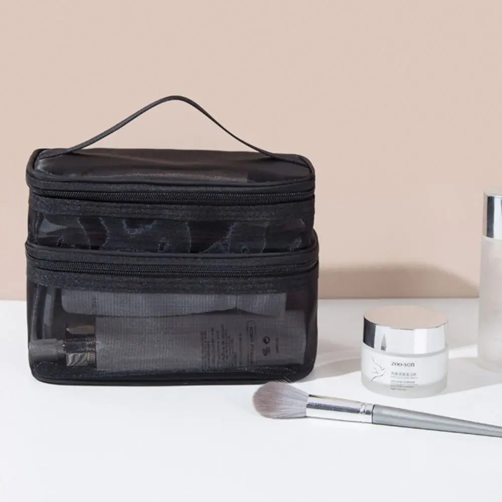 1/2/3 слоя сетчатая косметичка на молнии косметичка перспективная косметичка с ручкой многофункциональная