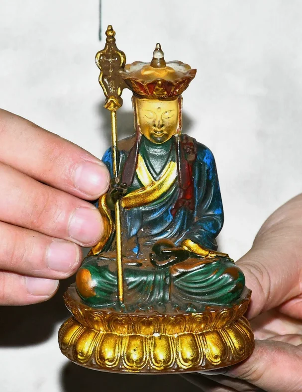 Old Coloured Glaze Tang Seng San Zang Ksitigarbha Boddhisattva Buddha Statue
