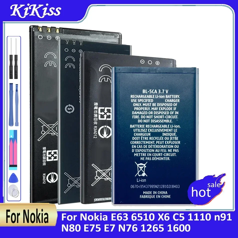 Battery BL 4B BL-4U BL-5B BL-5C BL-5CA BL-5CT BL-5J BLB-2 BP-4L For Nokia E63 6510 X6 C5 1110 n91 N80 E75 E7 N76 1265 1600