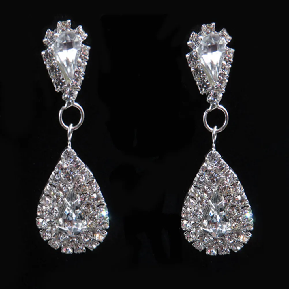 

1Pair Waterdrop Necklace Earrings Set Anti-Rust Material Formal Casual Bridal Wedding Engagement Jewelry Necklace Earring