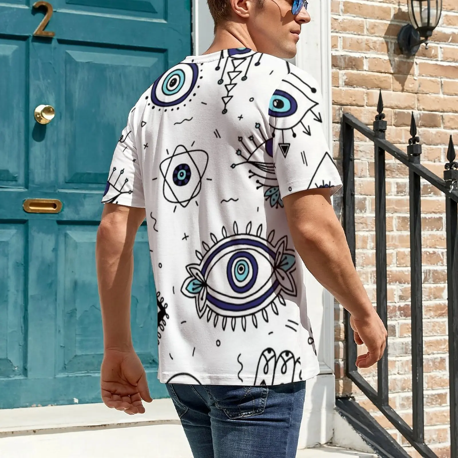 Couple Evil Eyes T Shirt Comic Eye Watching Hippie T-Shirts Short Sleeve Printed Tops Cheap Summer Aesthetic Oversized Clothes