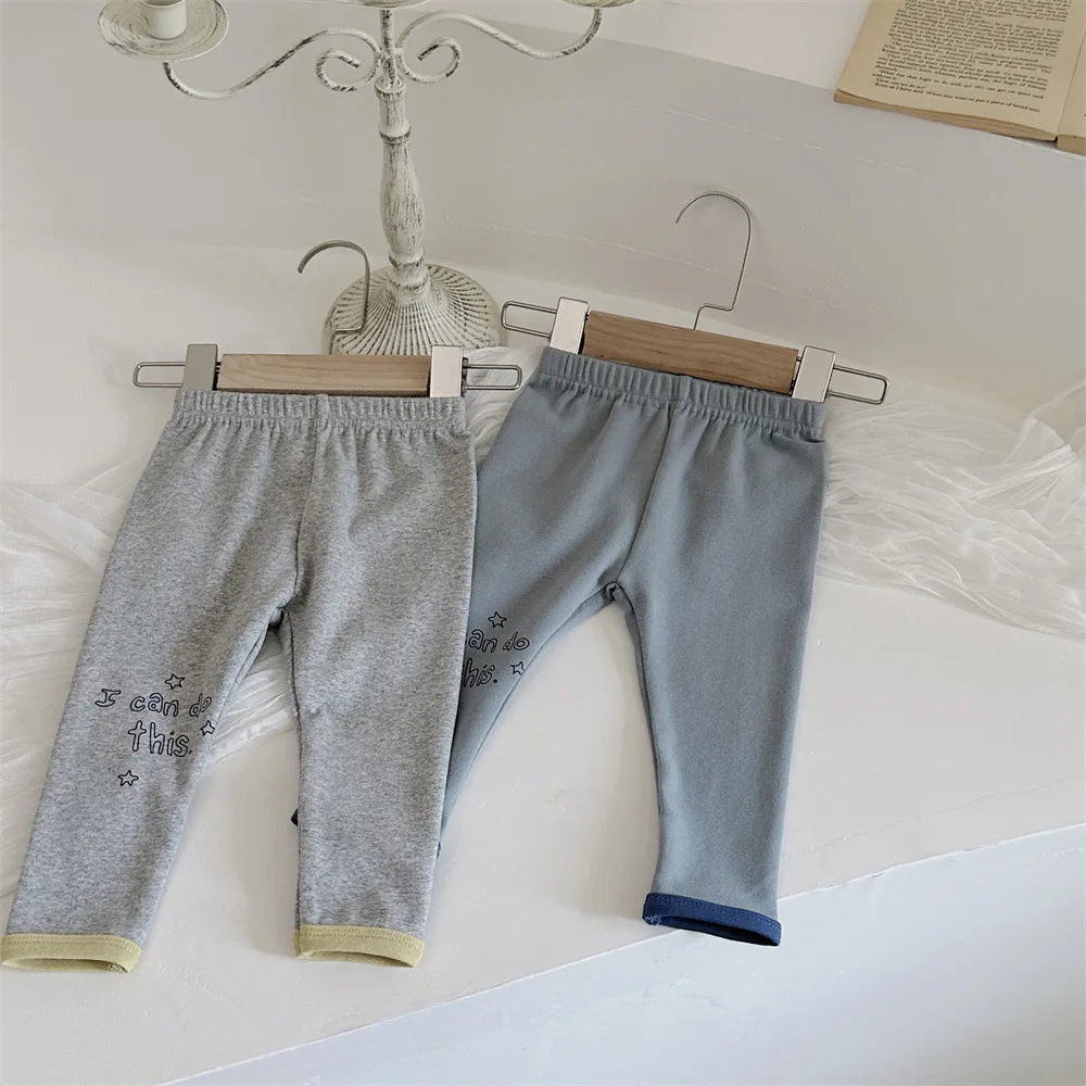 2024 Autumn Baby Leggings Toddler Letter Print Pants 0-2Y Infant Boys Girls Cotton Casual Outwear Trousers