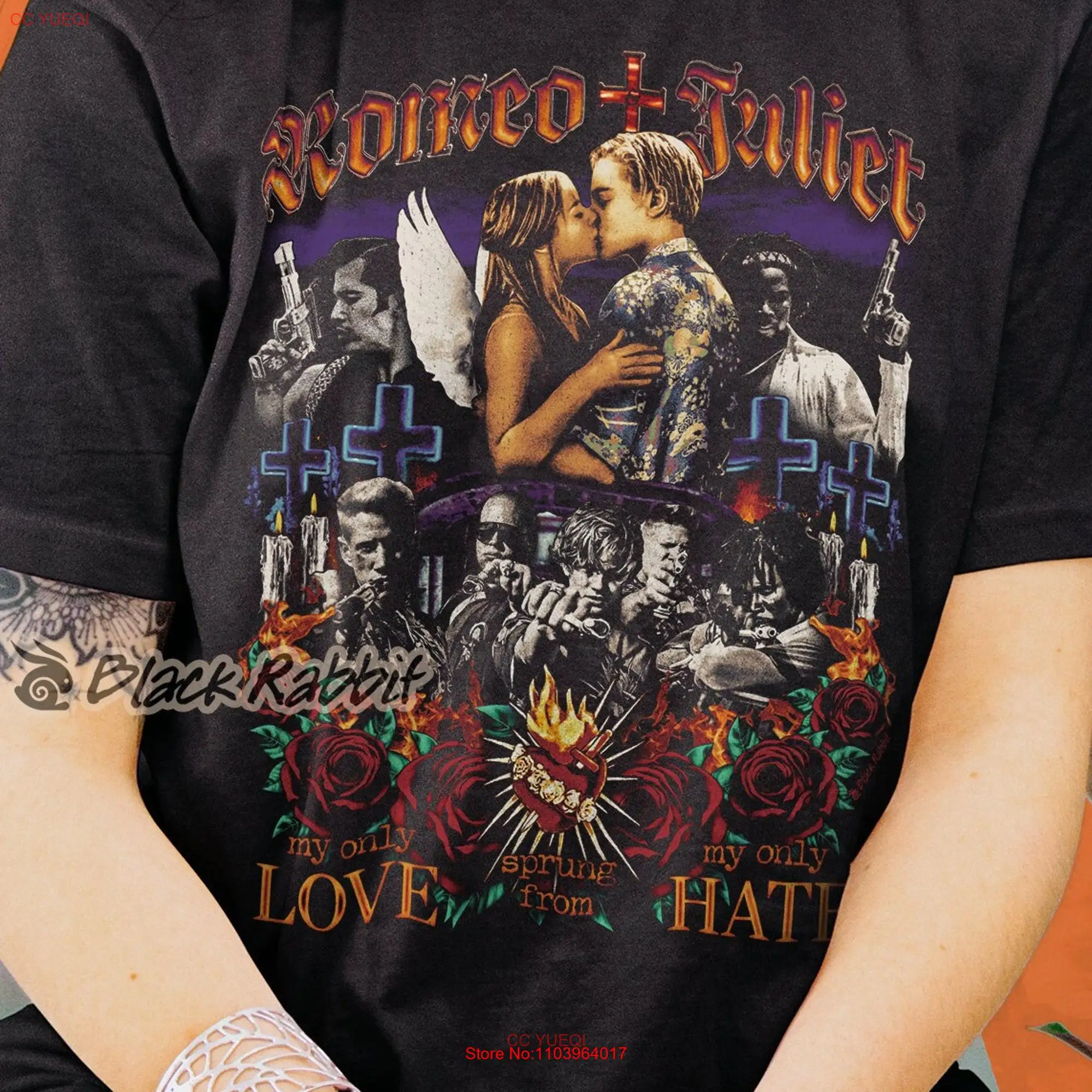 Romeo Juliet My Only Love Sprung From Hate 90s Retro Vintage Classic T Shirt long or short sleeves