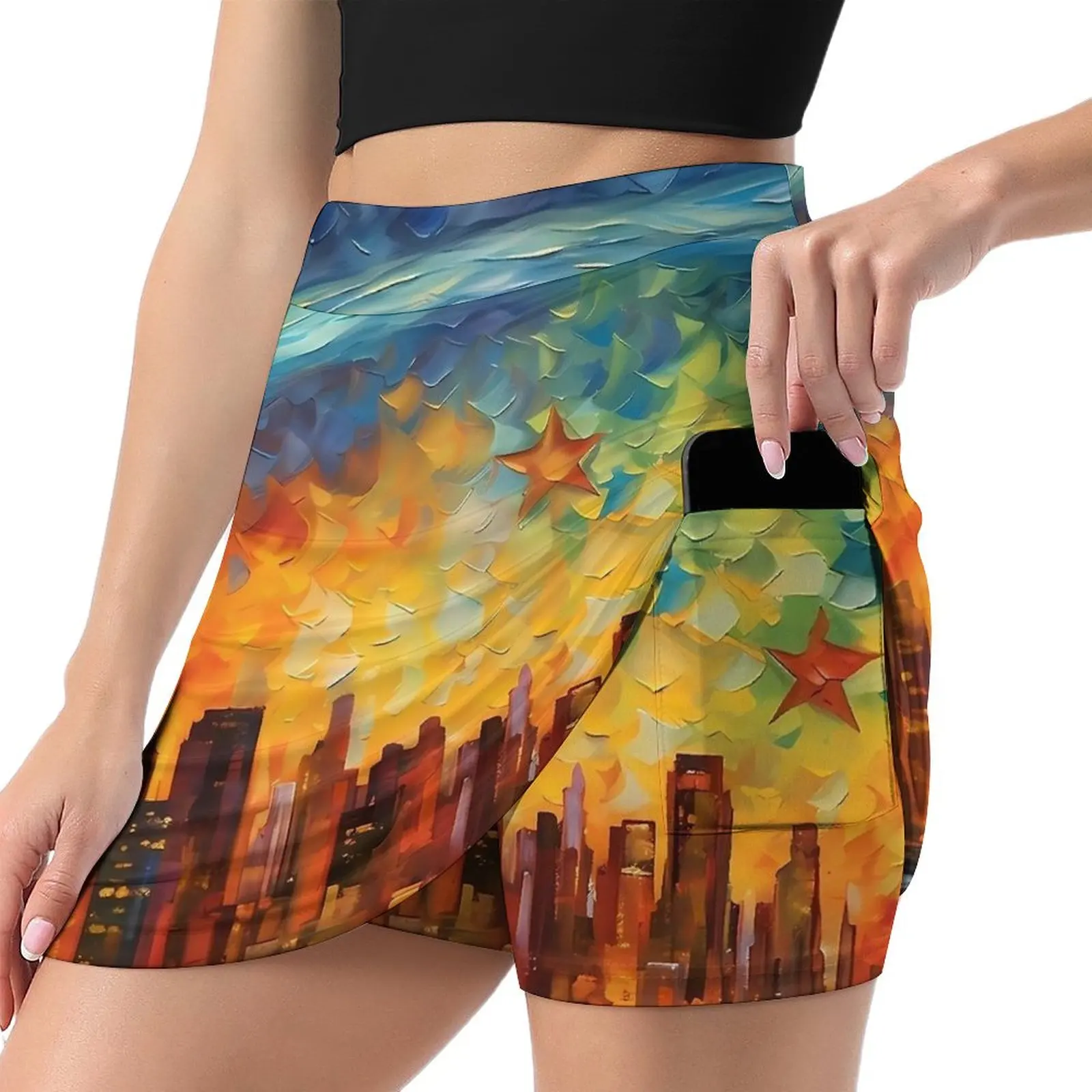 Van Gogh Skirt Abstract Starry Night Vintage Mini Skirts Summer High-waisted Graphic Street Fashion Casual Skirt Big Size 4XL