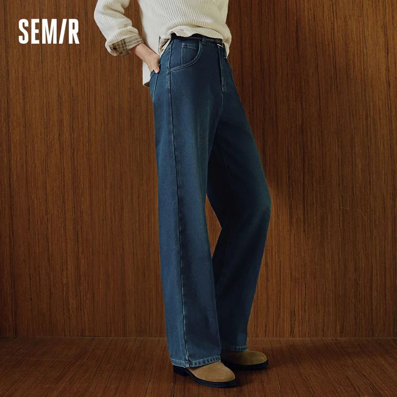 Semir جينز نسائي من الصوف بأرجل واسعة مريح بتصميم عتيق لشتاء 2025 سروال طويل الساق على الأرض ملابس نسائية عصرية #3