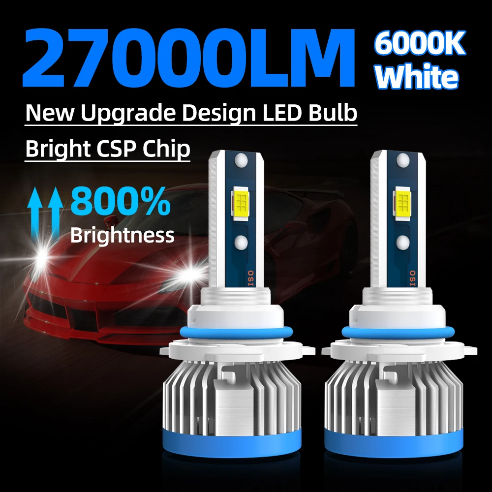 2Pcs H1 H4 H7 H11 Led Headlight Bulb 27000LM Super Bright H13 9008 9006 9005 HB3 HB4 Motorcycle Car Headlamp CSP Led Chips 6000K