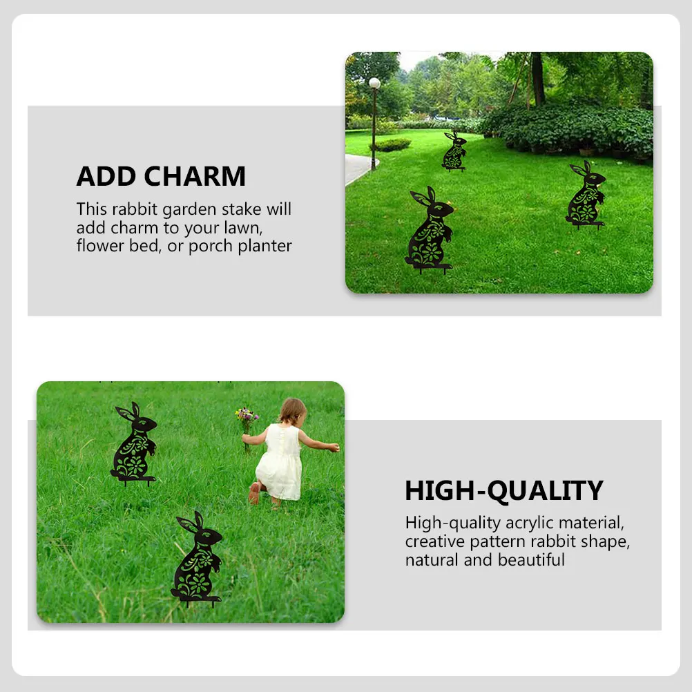 

2Pcs Decorative Rabbit Acrylic Garden Stakes Lawn naments Easter Animal Stake Bunny Plant Decor Courtyard Adornment