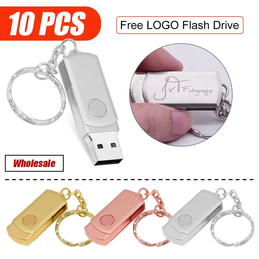 

10PCS/lot Metal USB Flash Drive Pen Drive 4GB 8GB 16GB Pendrive 32GB 64GB Memory Stick 128GB USB Stick Gift Free Customized LOGO