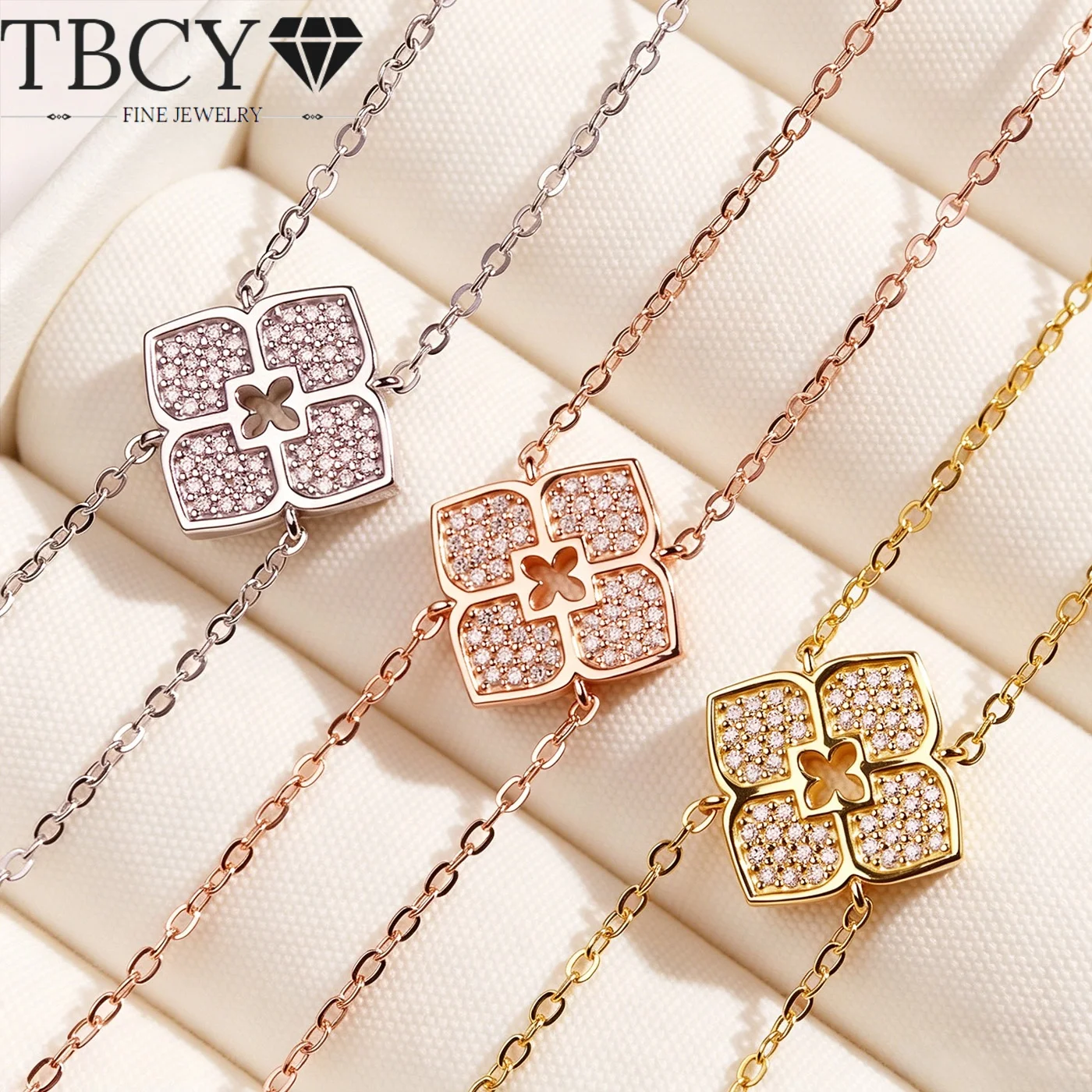 TBCYD 54 Stones Moissanite Cluster Halo Necklace with Certified S925 Stering Silver White Gold Plated Fine Jewelry Gift for Her