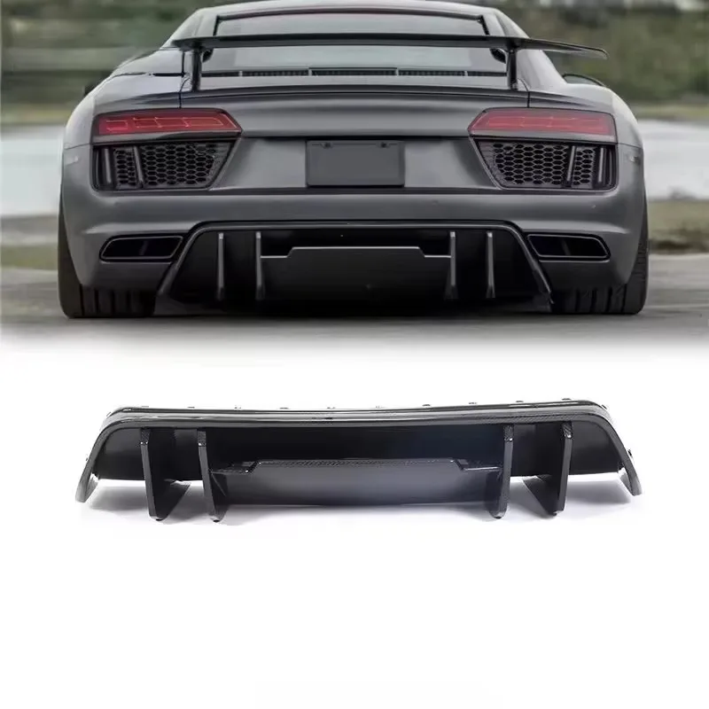 

2016-2018 Audis R8 V Style Carbon Fiber Rear Lip Diffuser with Splitter New Condition