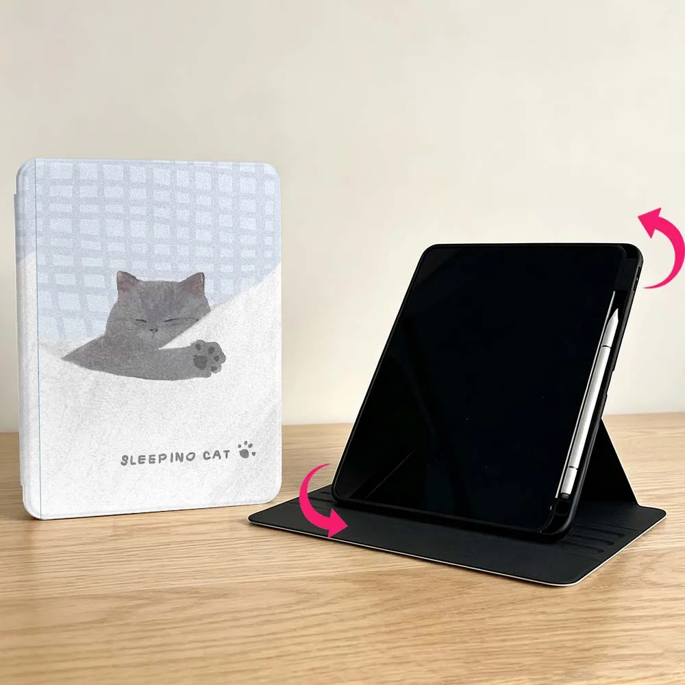 Creative Cartoon Cat For Samsung Galaxy S11 S10 S9 S8 S7 S6 A11 A9 A8 A7 Lite Plus Ultra 360° Rotation Tablet  Case Soft