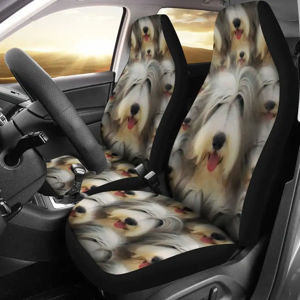 Bearded Collie Dog In Lots Print Car Seat Covers Set 2 Pc, Car Accessories Seat Cover