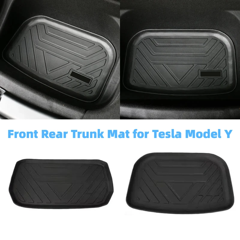 Car Front Rear Trunk Pad for Tesla Model Y 2021-2023  Car Accessories TPE Waterproof Protective Mat Trunk Floor Mat Decoration