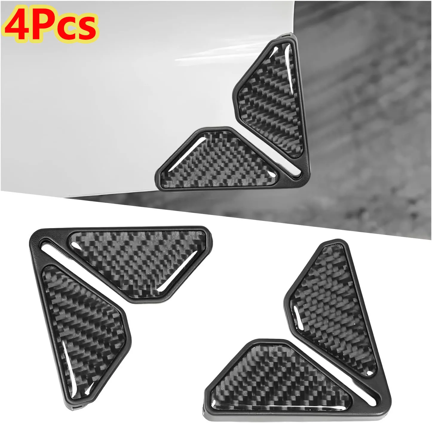 4Pcs Black Universal Car Door Anti-collision Stickers Carbon Fiber Door Corner Anti-scratch Protection Door Paint Surface Guard
