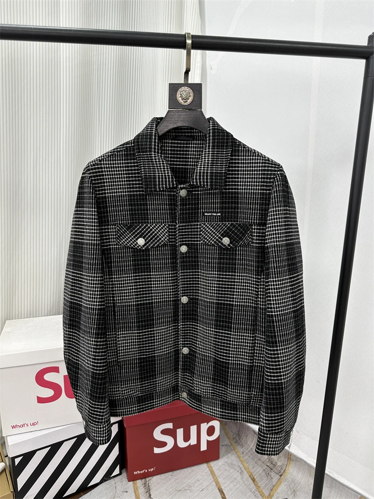 

Men's Casual Quilted Jaet 90 Du down Warmth Resistant Faionable Plaid Collar Coat Autumn Winter Polyester Fiber Ci Le...