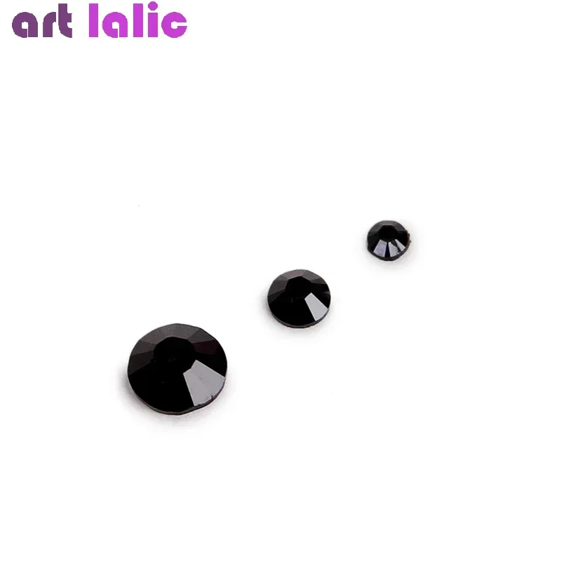 กล่องคริสตัลไรน์สโตนสีดำหลายขนาด ฐานแบน สำหรับตกแต่งเล็บ งานประดิษฐ์ DIY 3 มิติ