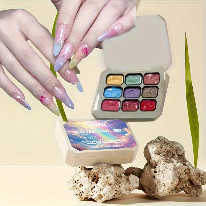 Y2K Gel pour ongles à neuf grilles, Gel pour ongles couleur bonbon série Dopamine arc-en-ciel, brillant à haute Saturation, effet Nail Art Blush dégradé, S