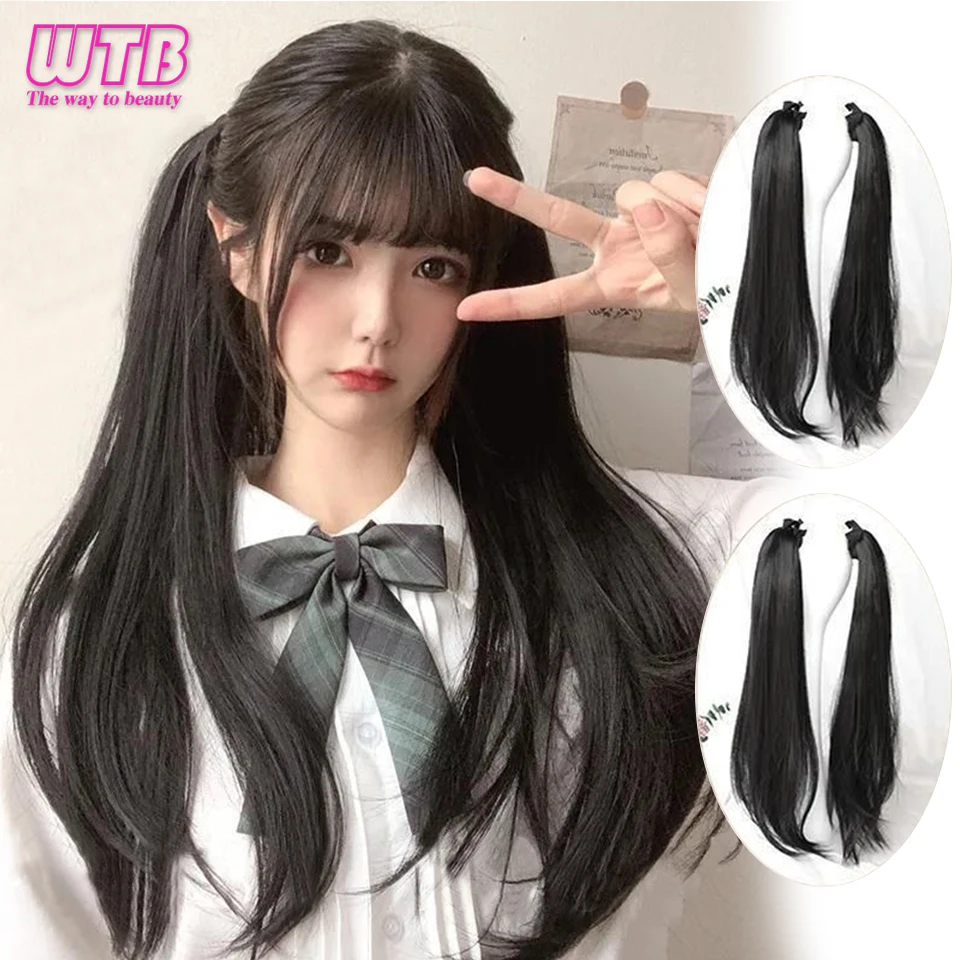 

WTB Synthetic Hair Fiber Heat-Resistant Curly Hair With Ponytail Fake Hair Chip-in Hair Extensions Pony Tail Wig With braids