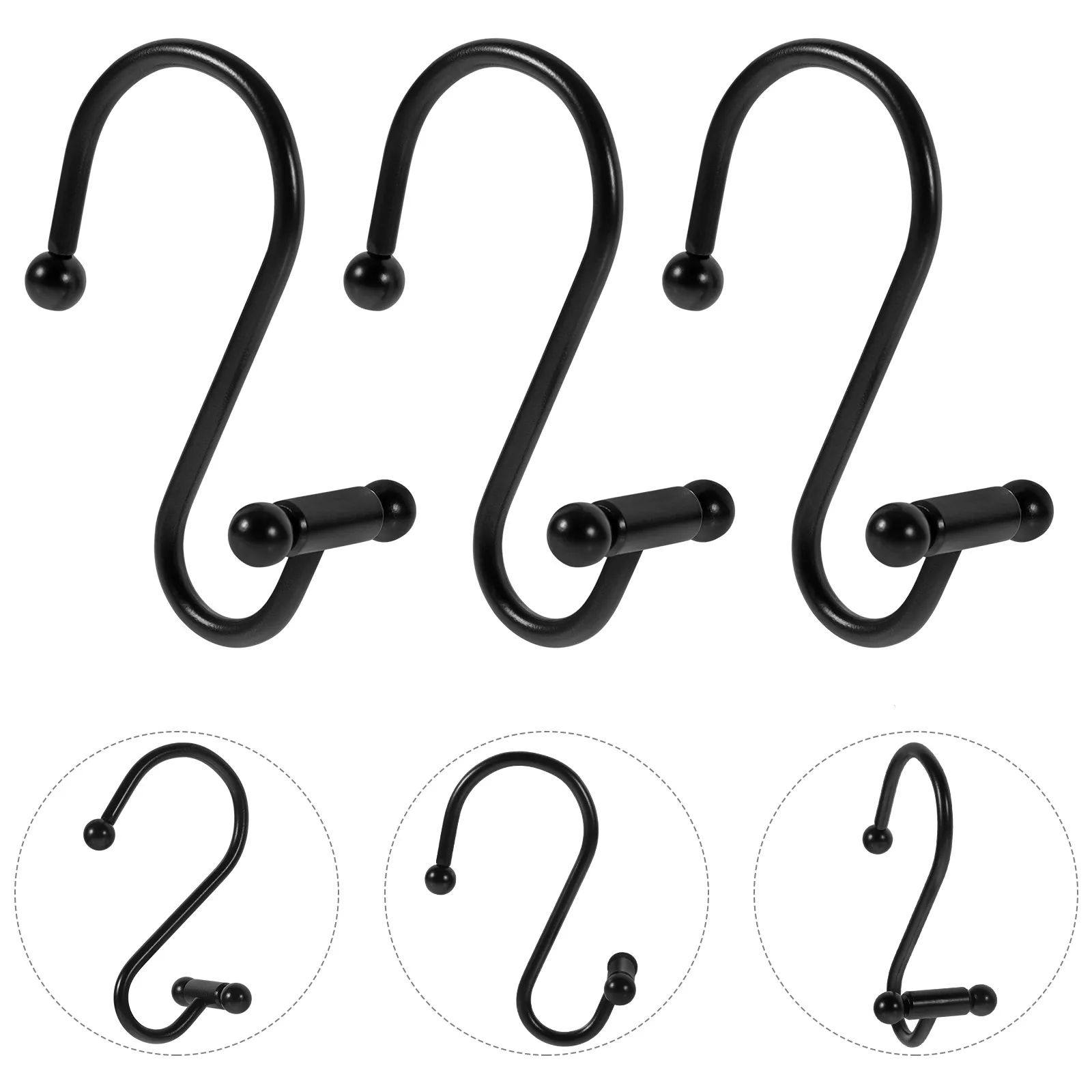 

12pcs Shower Curtain Hooks Bedroom Curtain Hooks Rustproof Metal Bathroom Bedroom Rod Hangers Clean